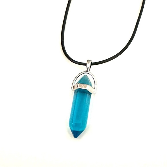 ⭐️ 5 for $25 Hexagonal Crystal Pendant Necklace Black Braided Cord - Picture 1 of 8